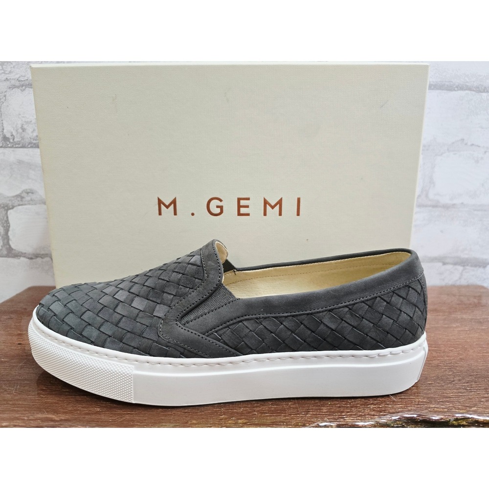 M.Gemi Cerchio Grey Woven Suede Slip On Platform Sneakers Made in Italy 39.5